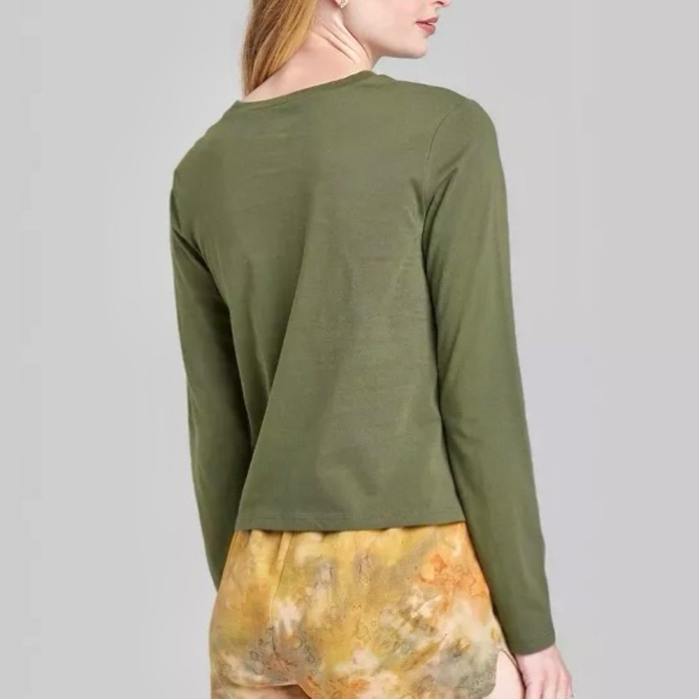 Wild Fable Cotton Olive Green Long Sleeve Top T-shirt Women’s Size S - New